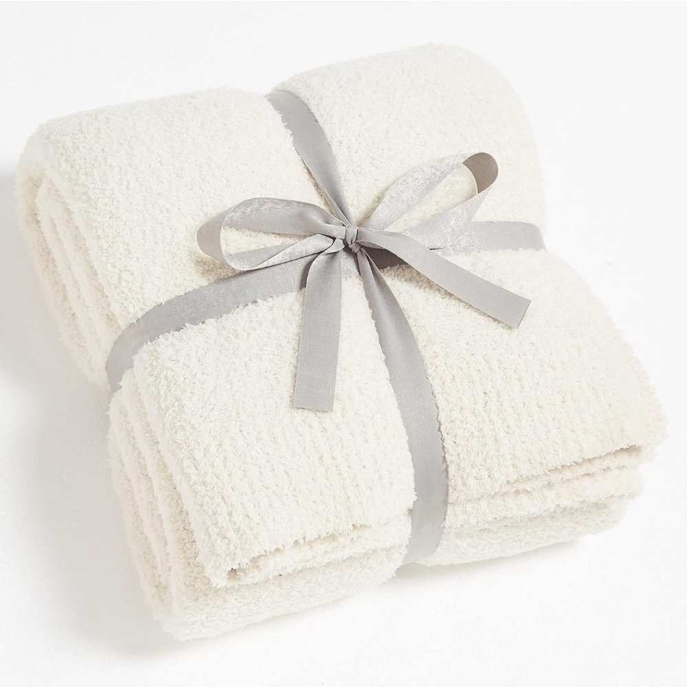 New Knit Throw Cream White color Blanket